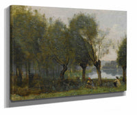 Montgeron Saulaie Au Bord De Leau by Jean Baptiste Camille Corot