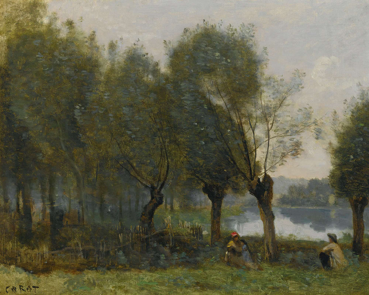 Montgeron Saulaie Au Bord De Leau by Jean Baptiste Camille Corot