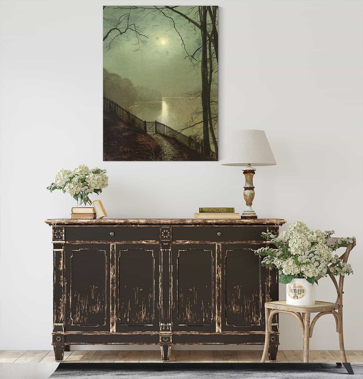 Moonlight On The Lake Roundhay Park Leeds by John Atkinson Grimshaw