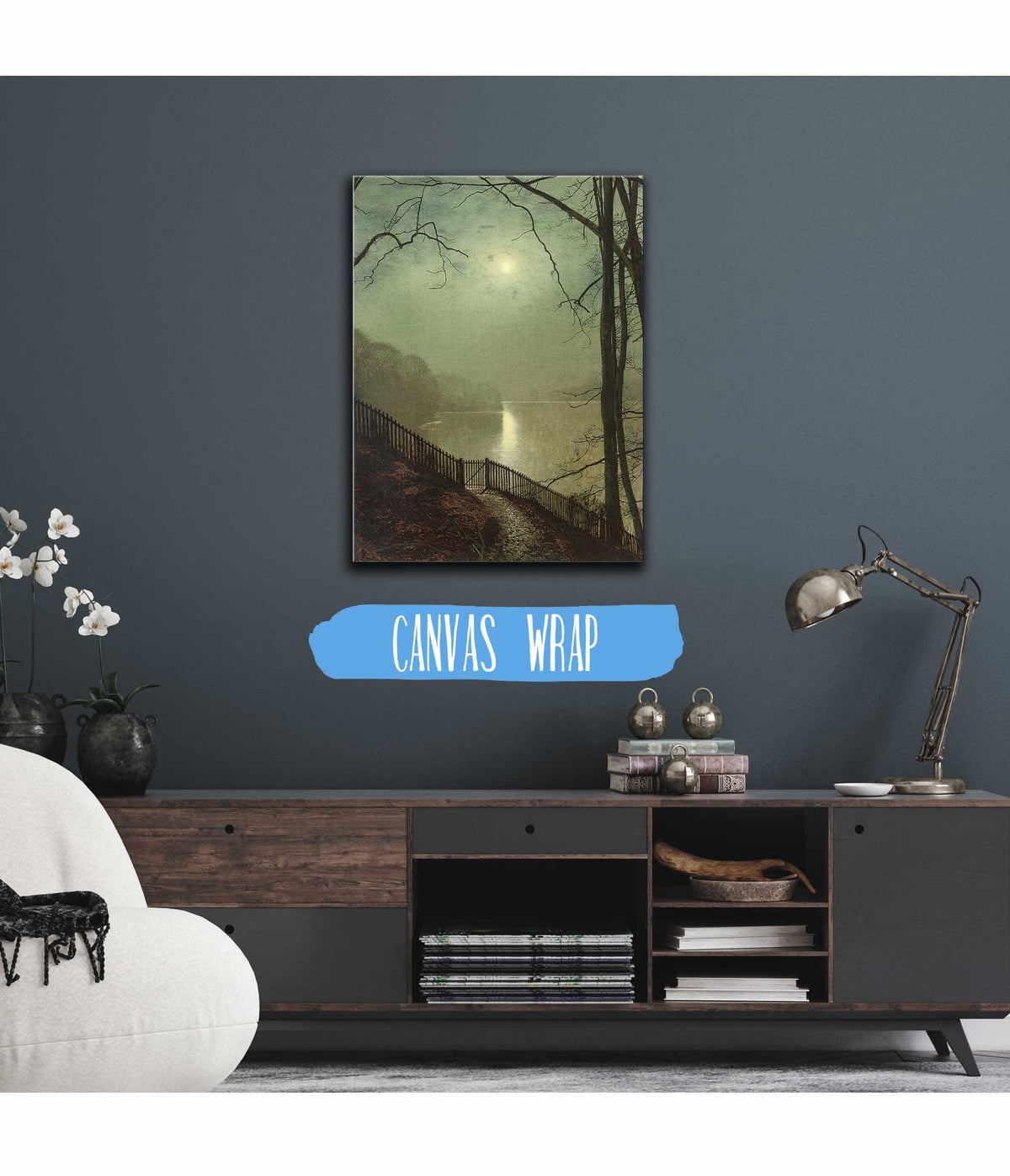 Moonlight On The Lake Roundhay Park Leeds by John Atkinson Grimshaw