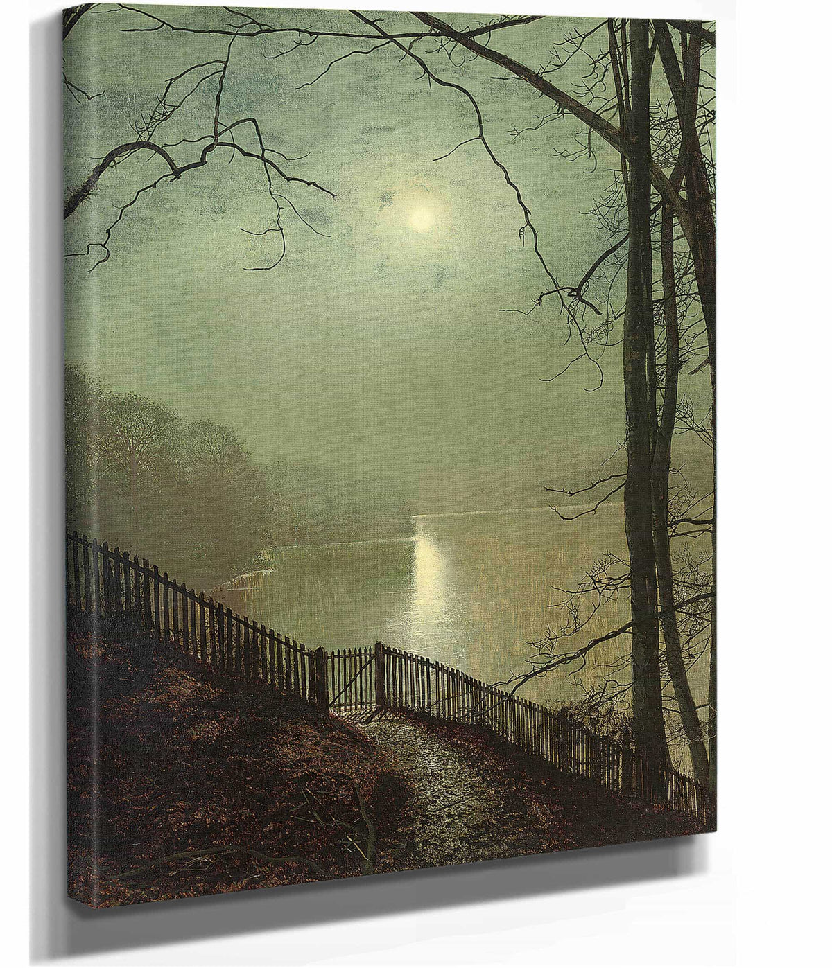 Moonlight On The Lake Roundhay Park Leeds by John Atkinson Grimshaw