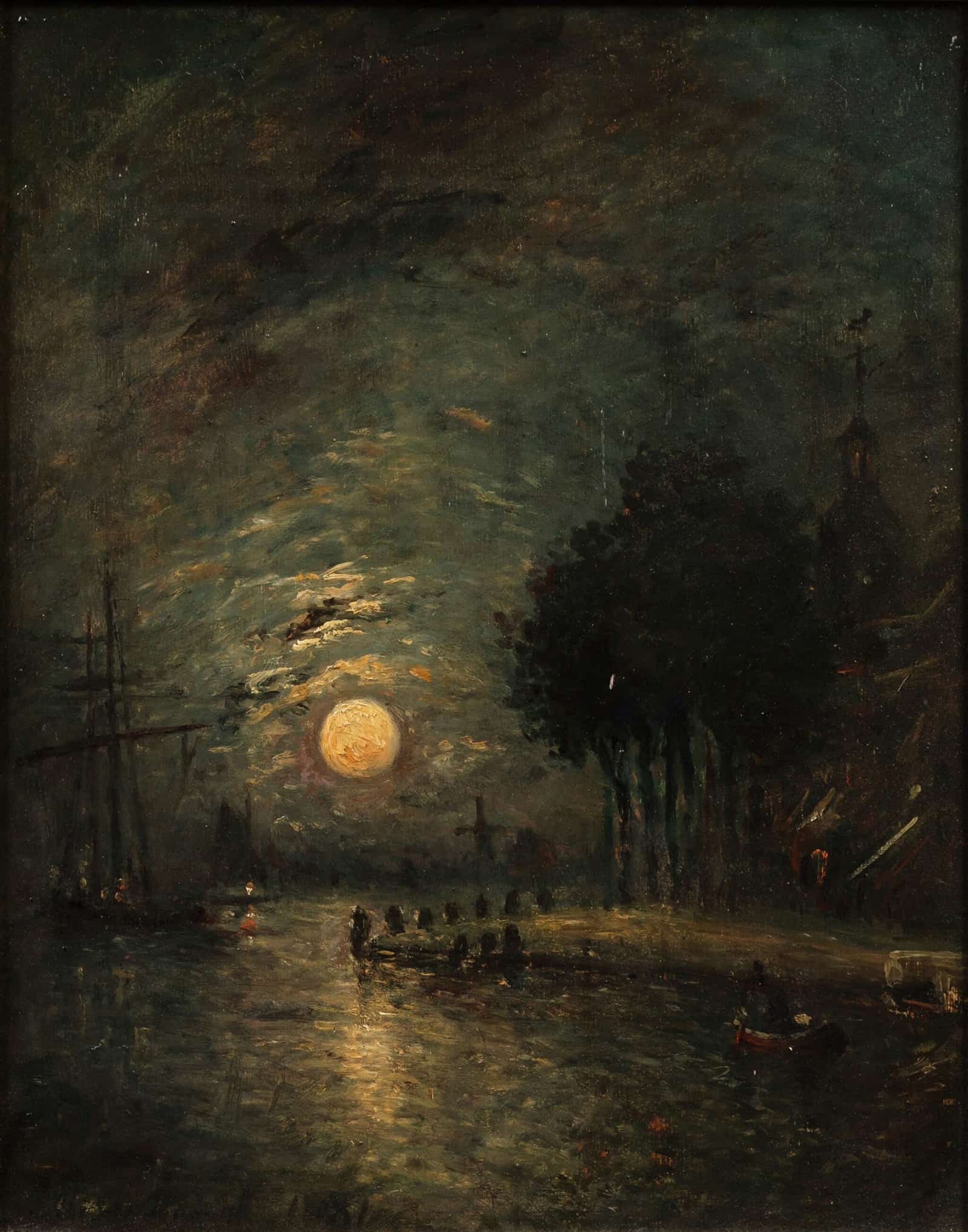 Moonlight View Of Dordrecht by Johan Barthold Jongkind