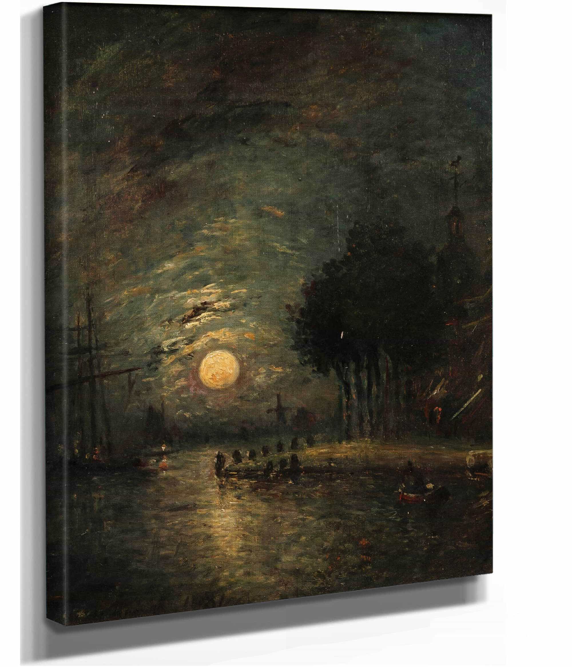 Moonlight View Of Dordrecht by Johan Barthold Jongkind