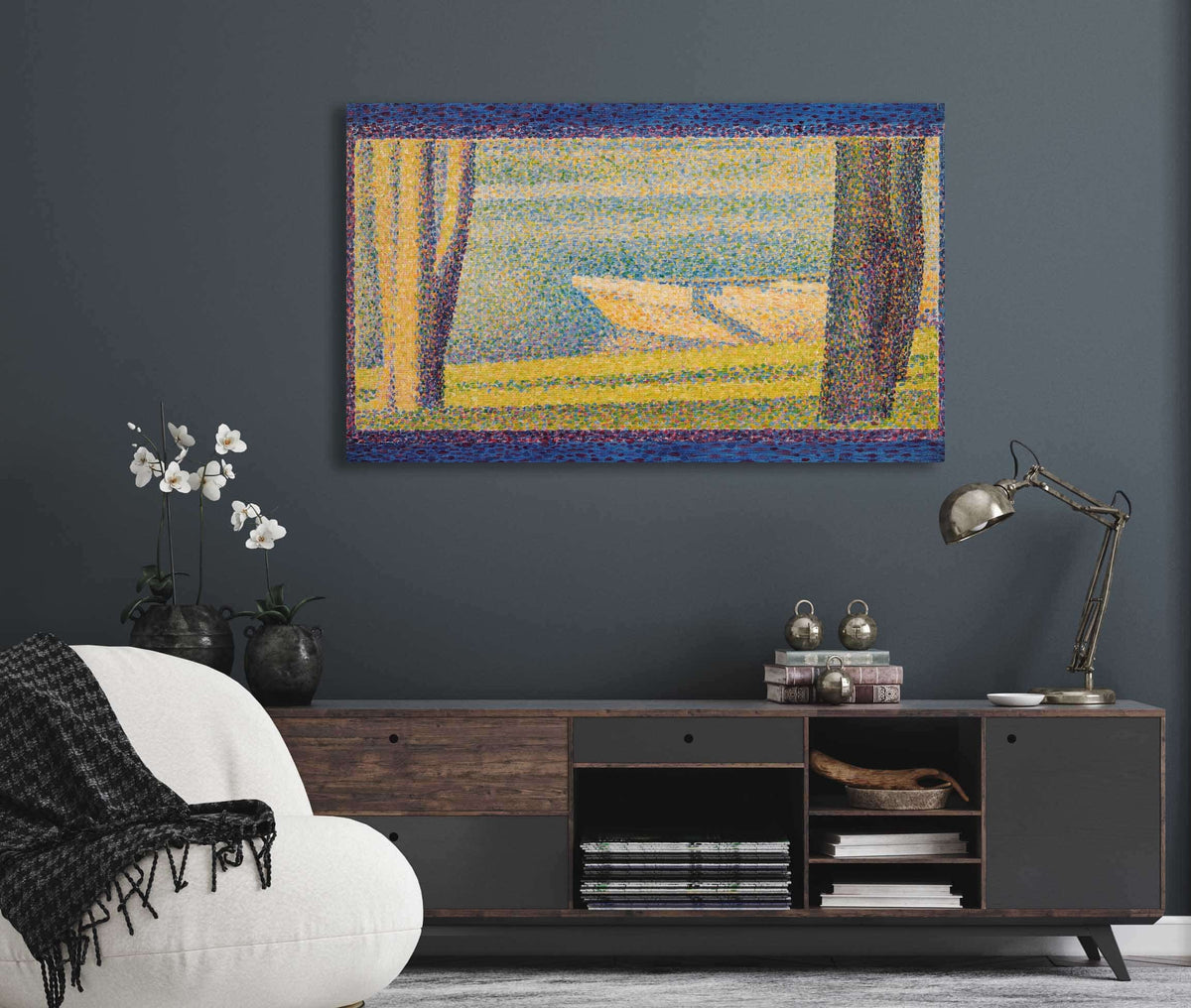 Moored Boats And Trees by Georges Seurat