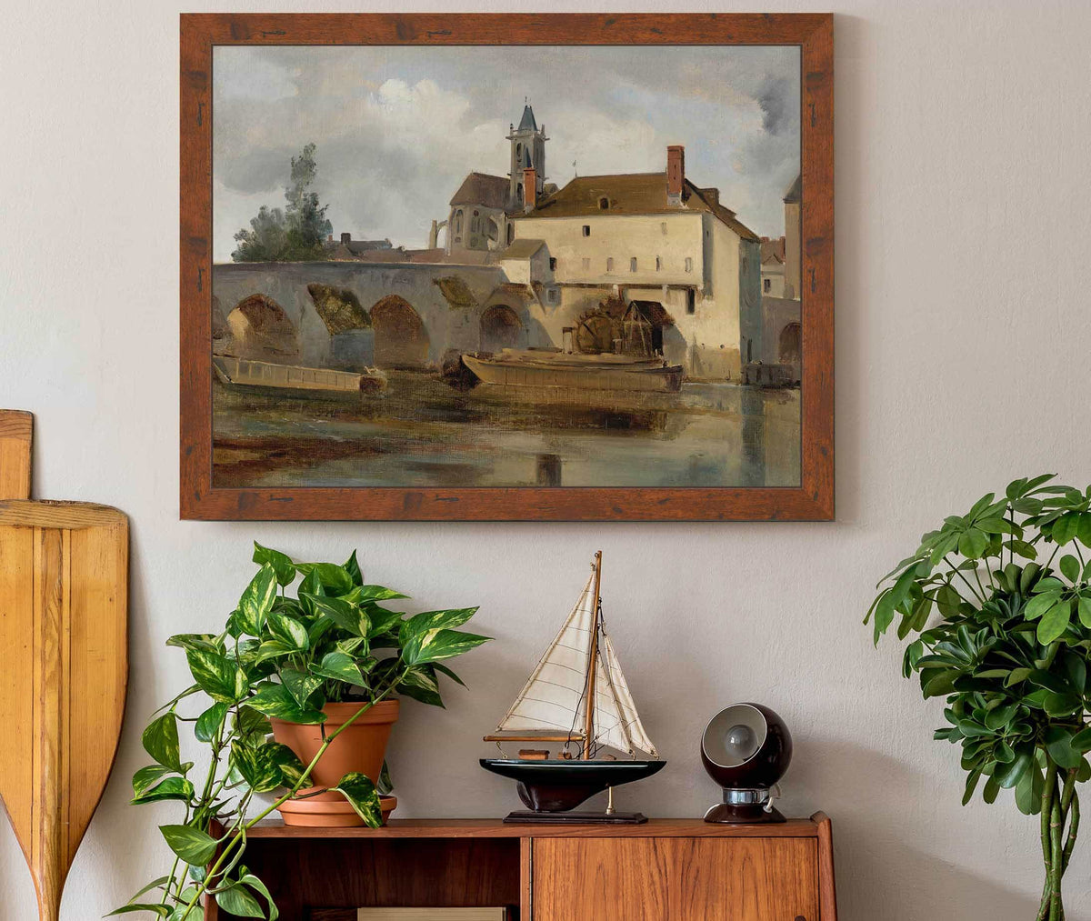 Moret Sur Loing Le Pont Et Leglise by Jean Baptiste Camille Corot