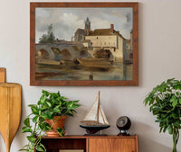 Moret Sur Loing Le Pont Et Leglise by Jean Baptiste Camille Corot