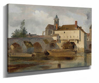 Moret Sur Loing Le Pont Et Leglise by Jean Baptiste Camille Corot