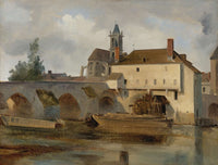 Moret Sur Loing Le Pont Et Leglise by Jean Baptiste Camille Corot