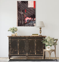 Mori Motonari Attacking Sue Harutaka At Itsukushima by Tsukioka Yoshitoshi