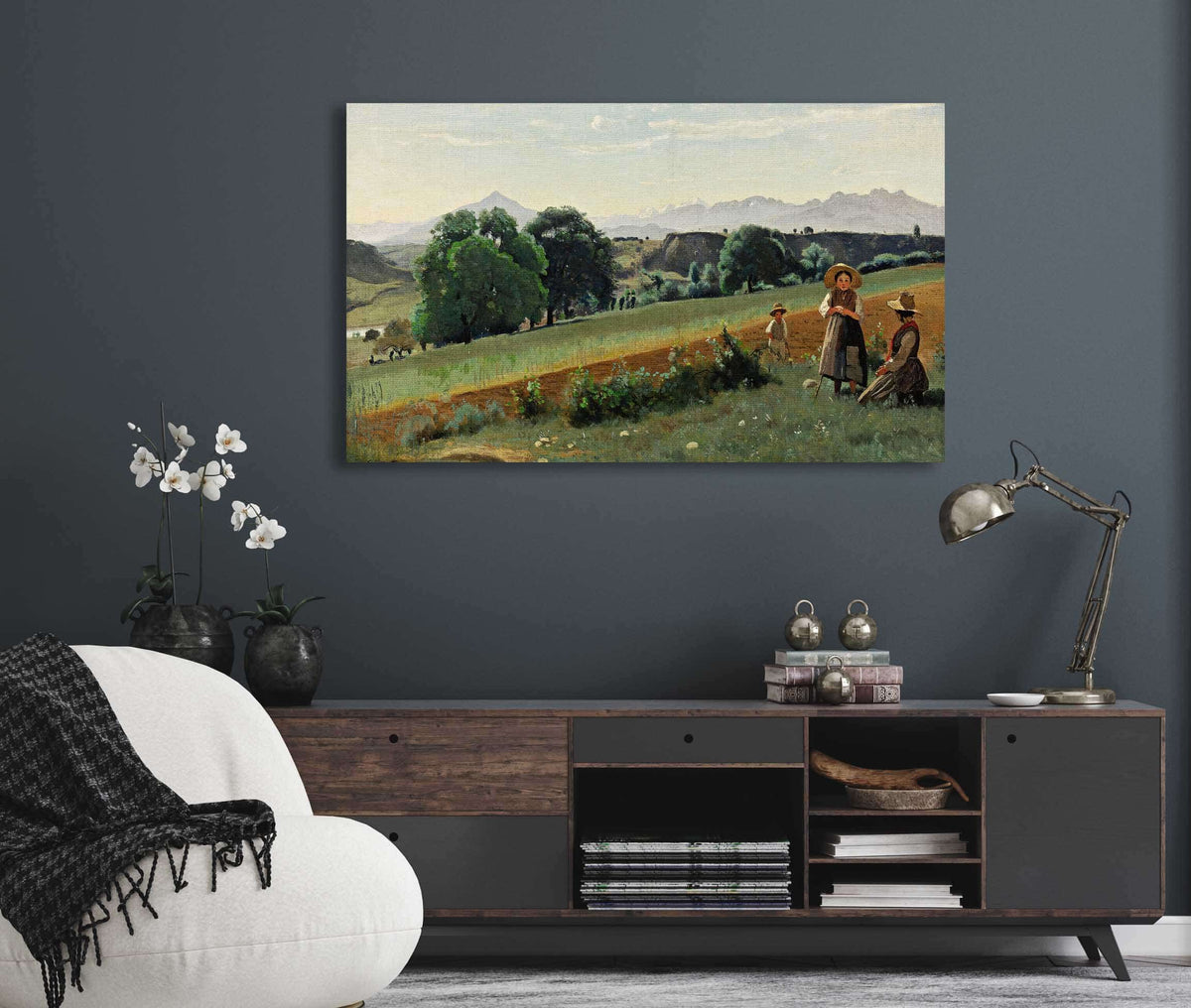 Mornex Haute Savoie Au Fond Le Mole by Jean Baptiste Camille Corot