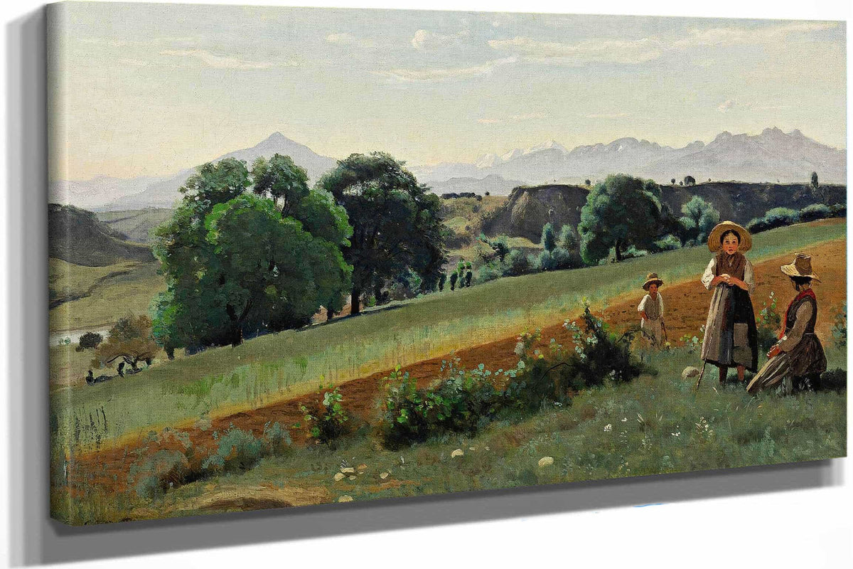 Mornex Haute Savoie Au Fond Le Mole by Jean Baptiste Camille Corot