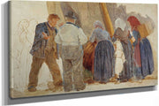 Morning At Hornbaek Men And Women Bargining by Peder Severin Kroyer