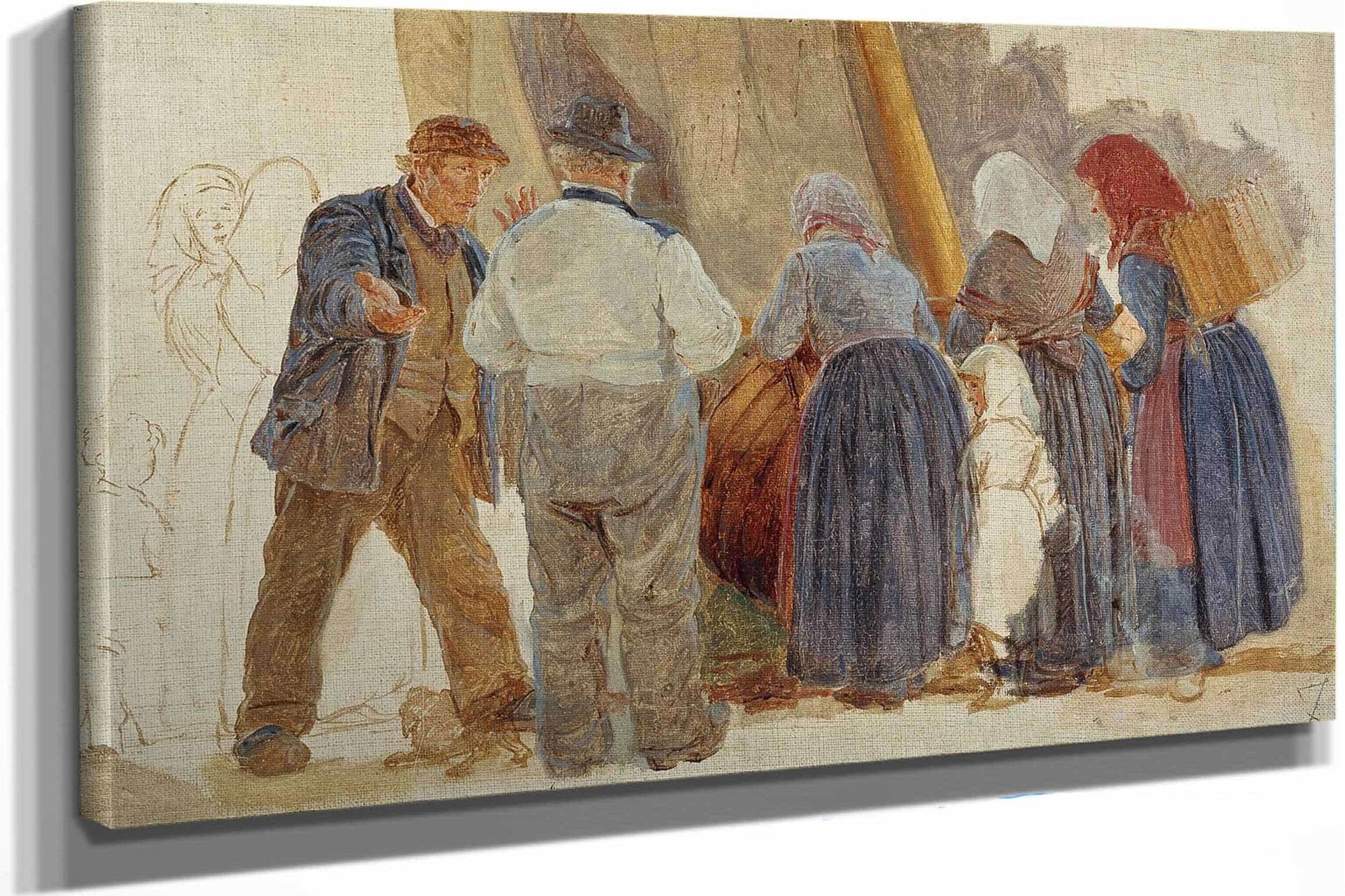 Morning At Hornbaek Men And Women Bargining by Peder Severin Kroyer