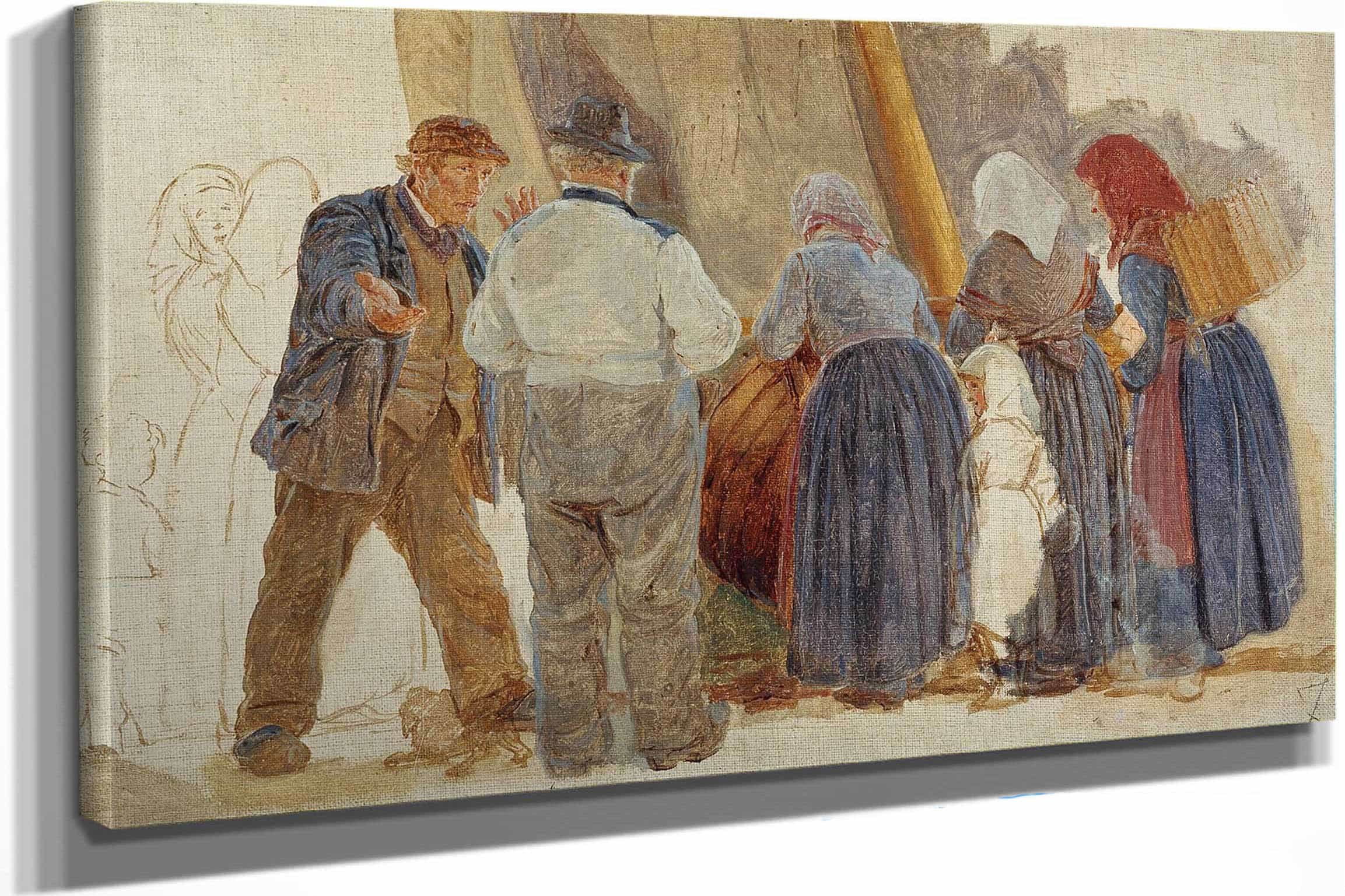 Morning At Hornbaek Men And Women Bargining by Peder Severin Kroyer