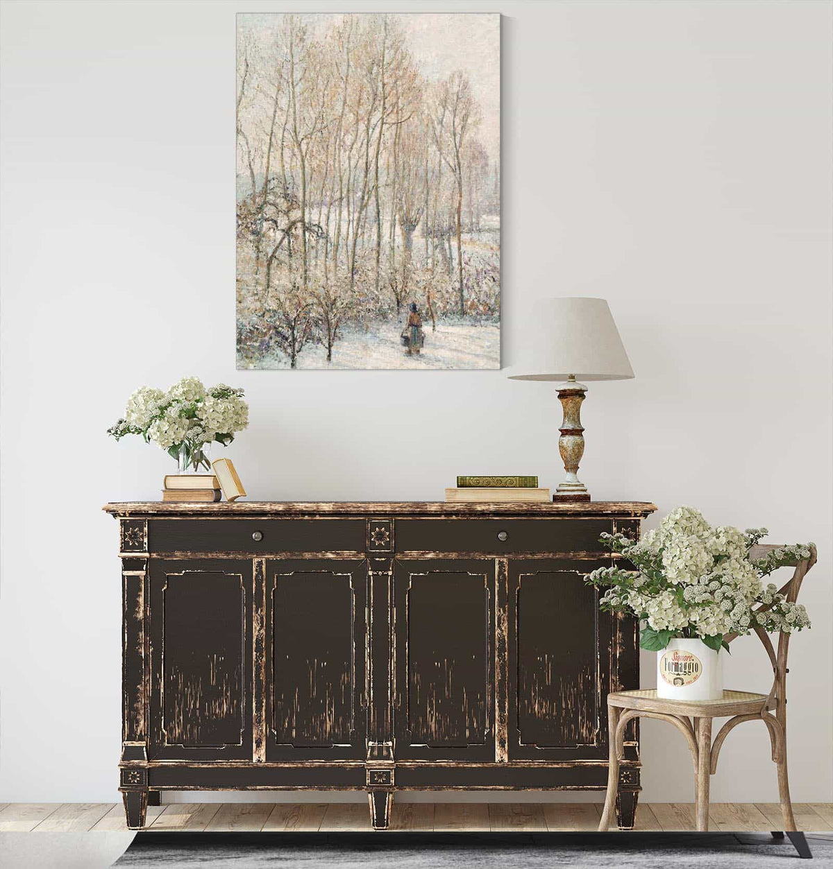 Morning Sunlight On The Snow Eragny Sur Epte by Camille Pissarro