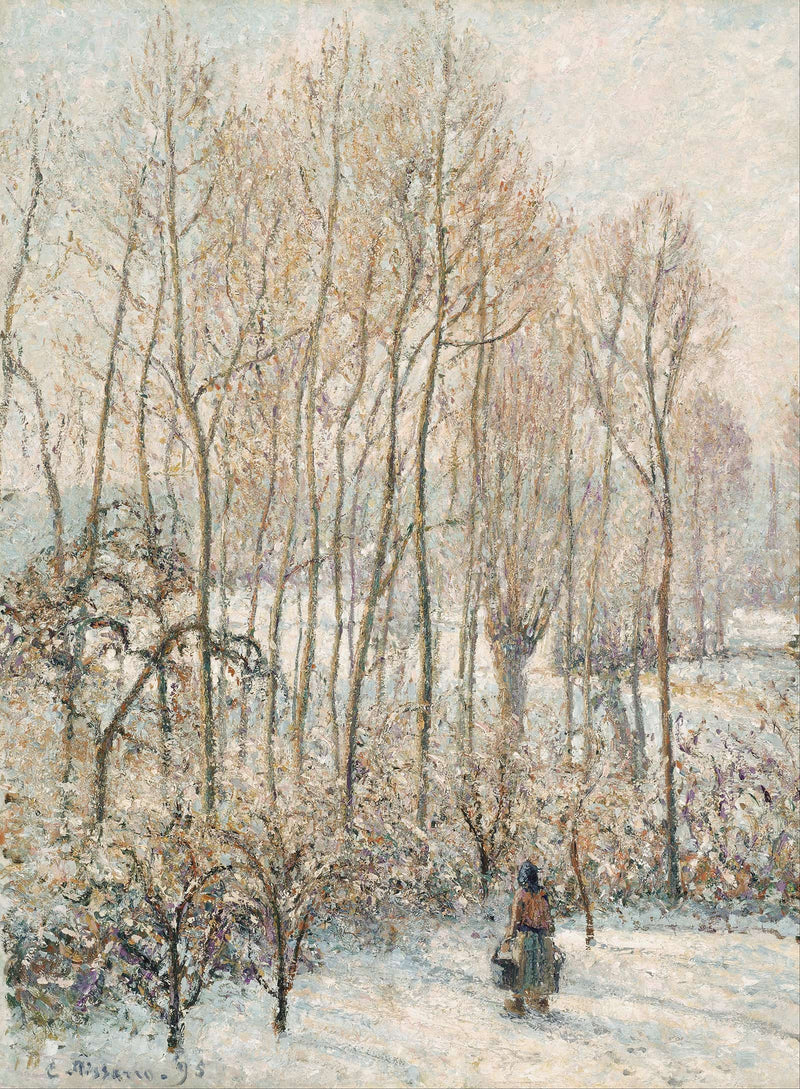 Morning Sunlight On The Snow Eragny Sur Epte by Camille Pissarro