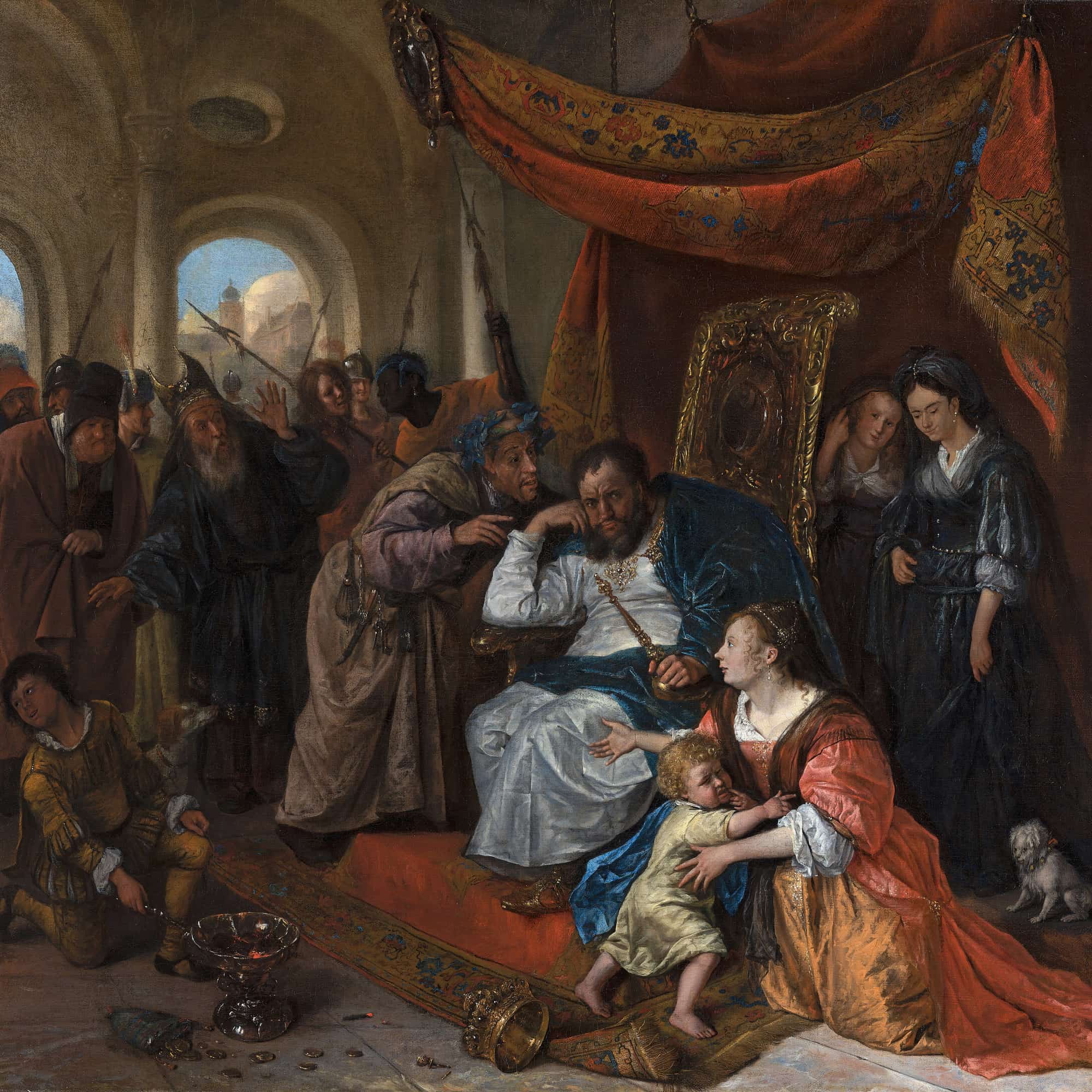 Moses And Pharaohs Crown by Jan Steen