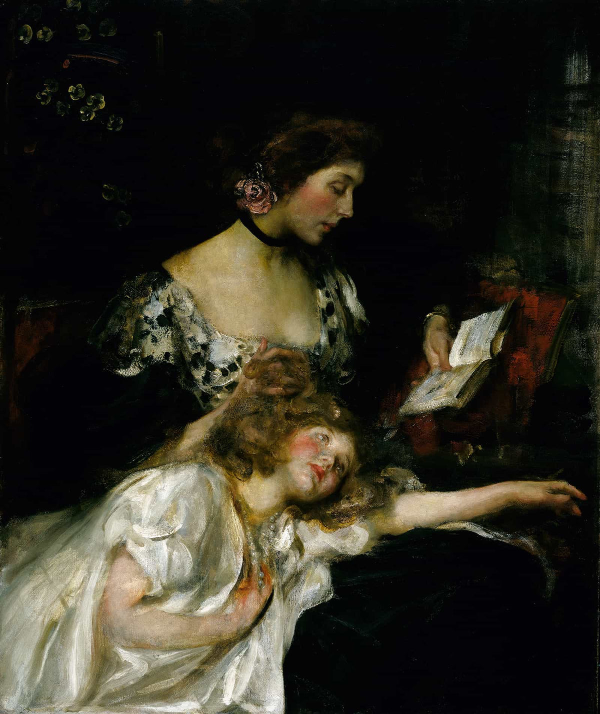 Mother And Child Lady Shannon And Kitty by James Jebusa Shannon