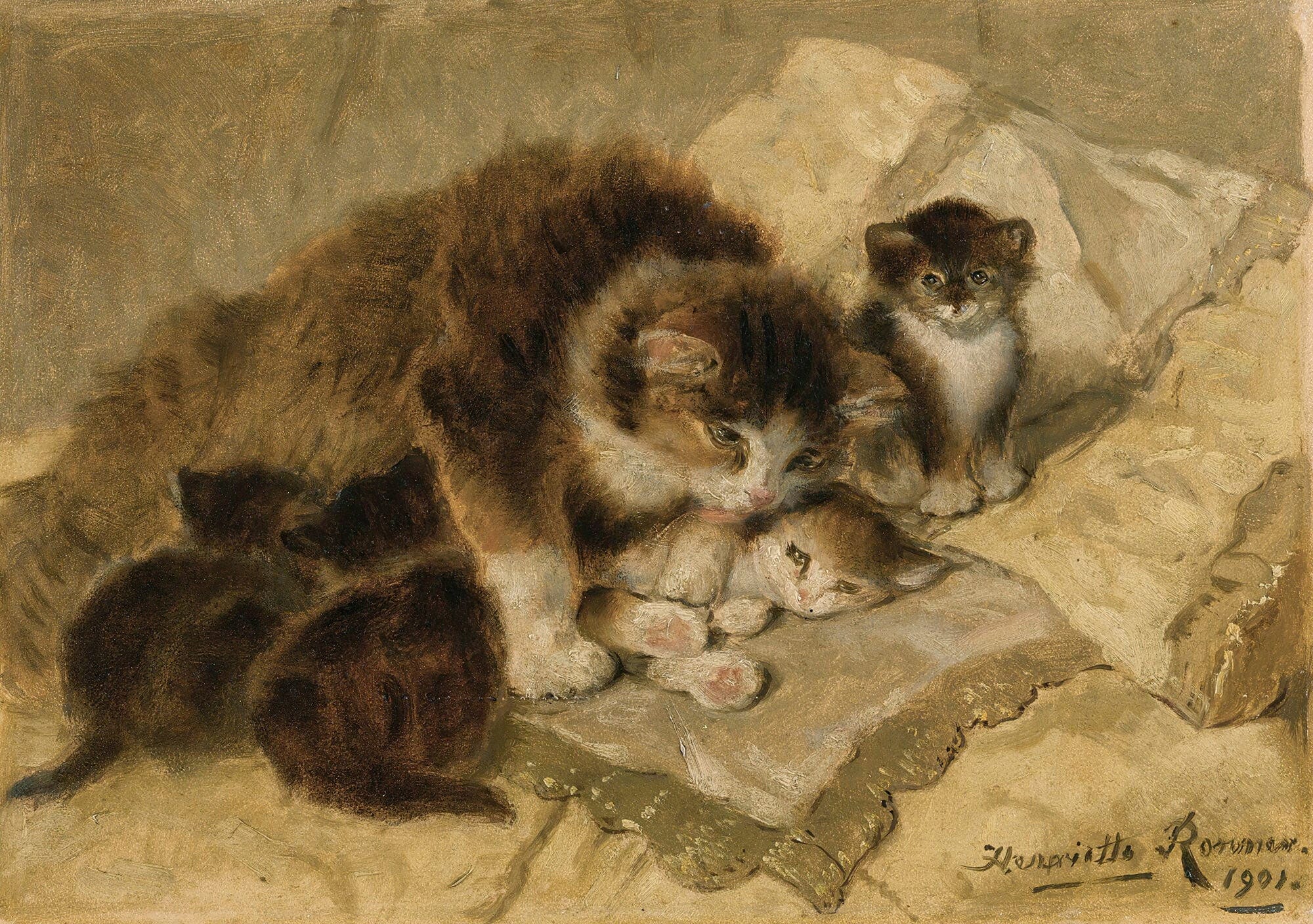 Mothers Pride by Henriette Ronner Knip