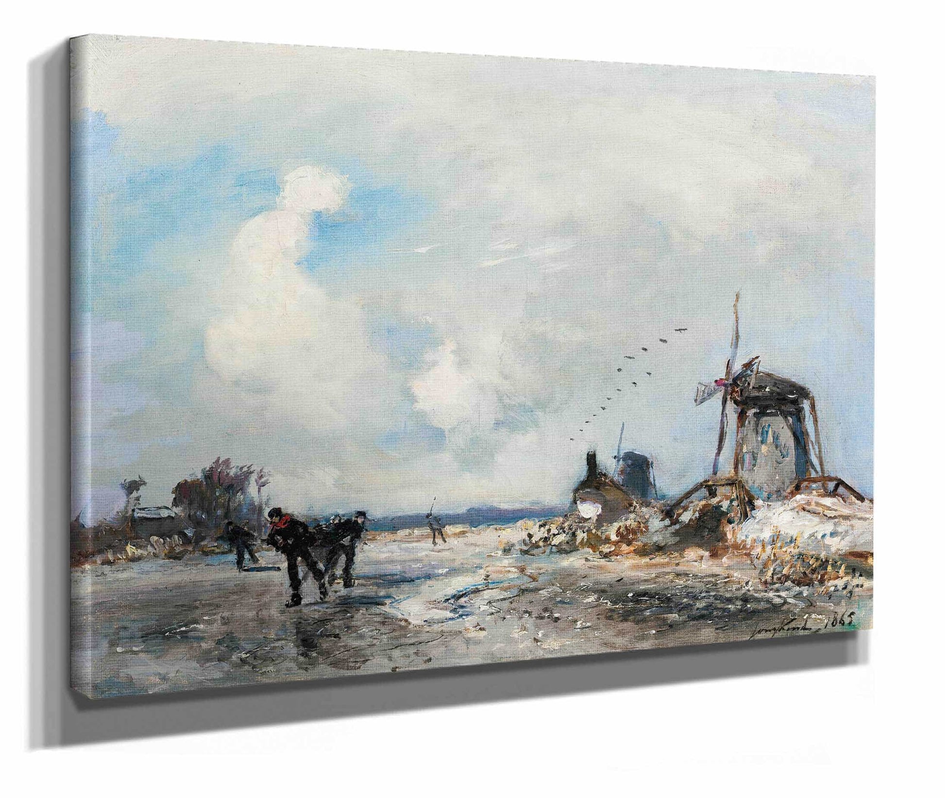 Moulins Et Patineurs En Hollande by Johan Barthold Jongkind
