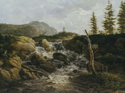 Mountainous Landscape With A Waterfall Norway by Johan Christian Dahl