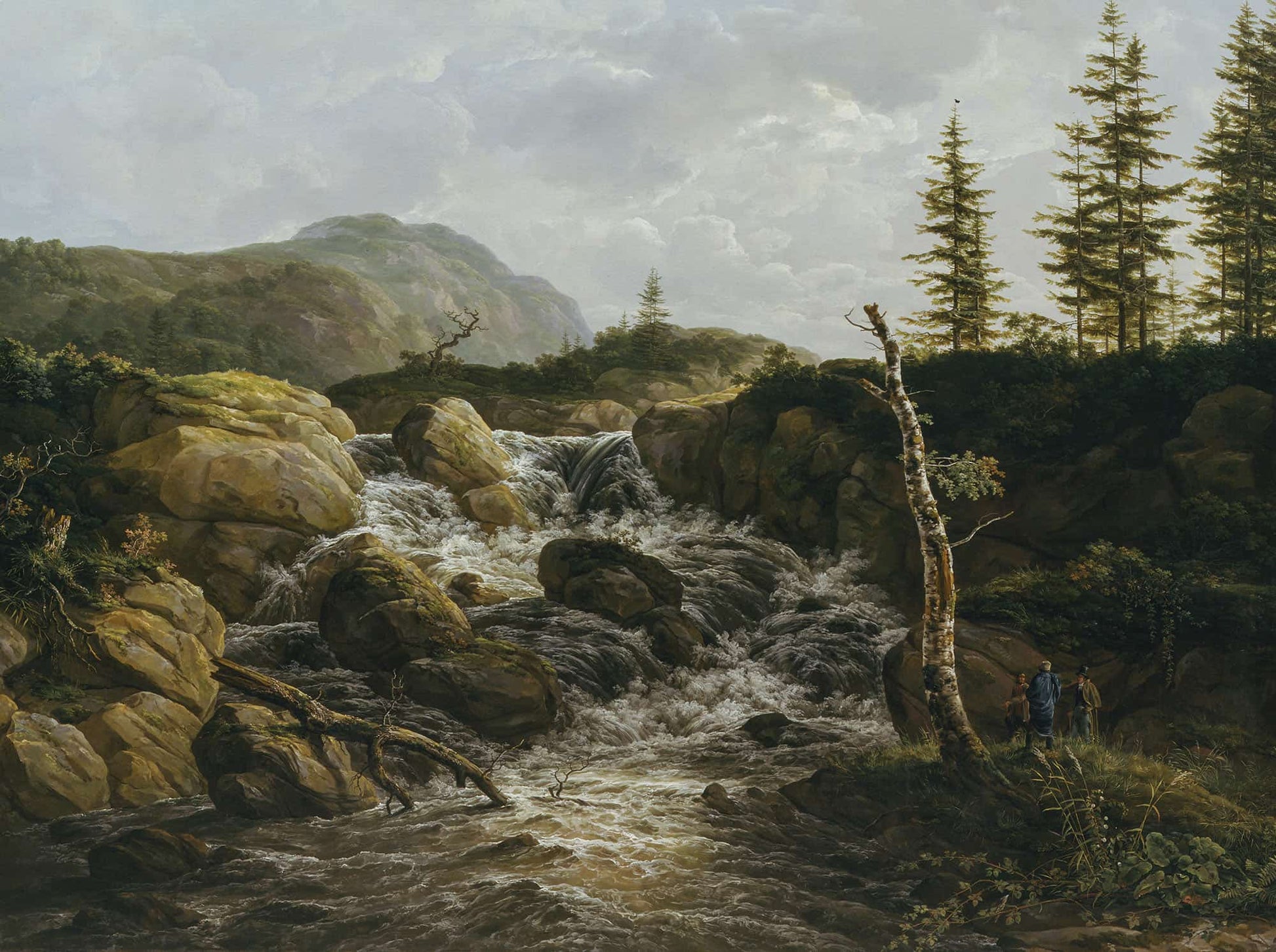 Mountainous Landscape With A Waterfall Norway by Johan Christian Dahl