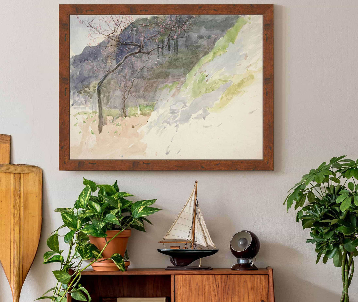 Mountainous Landscape With Budding Trees by Edwin Austin Abbey