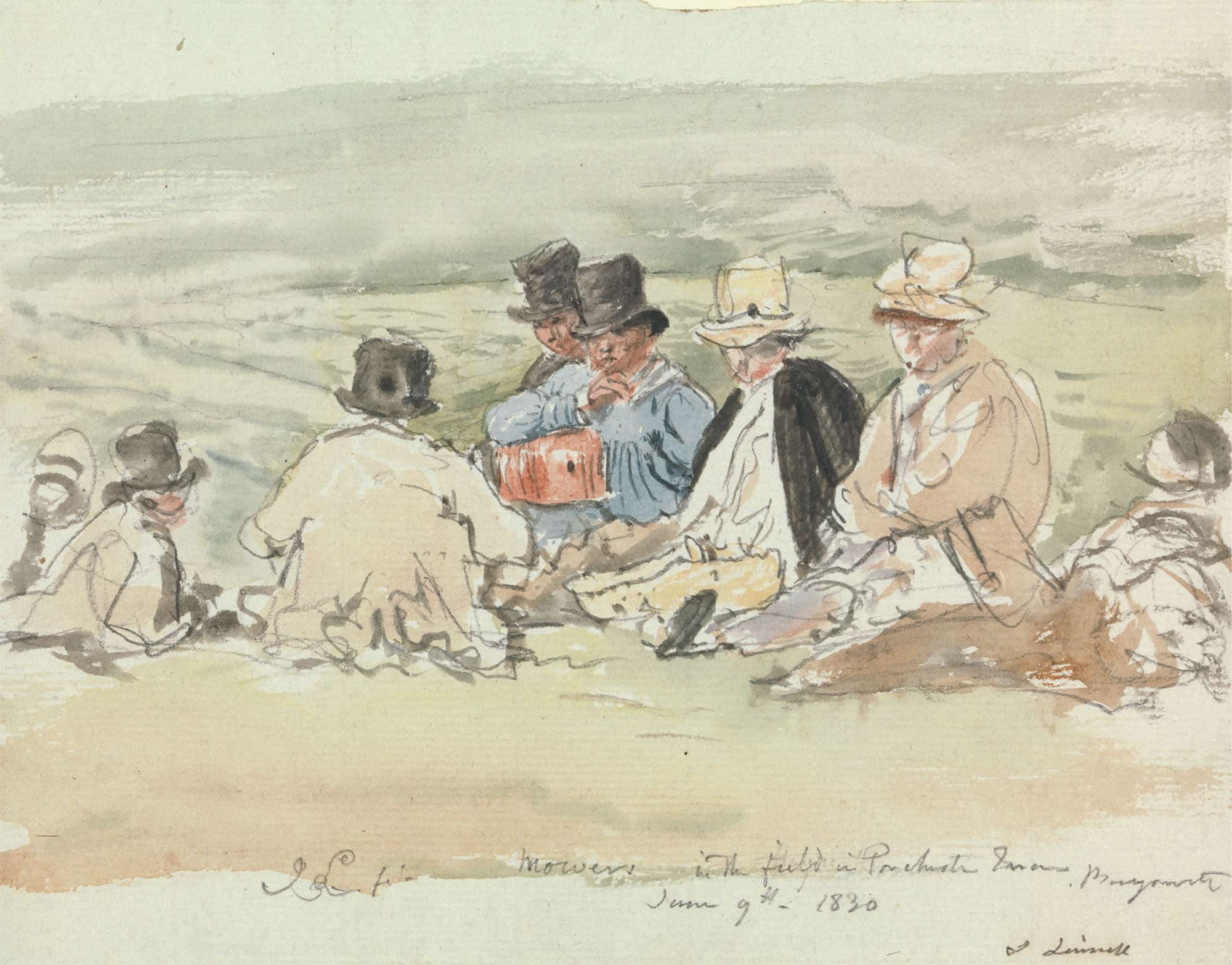 Mowers In The Field In Porchester Terrace Bayswater June by John Linnell