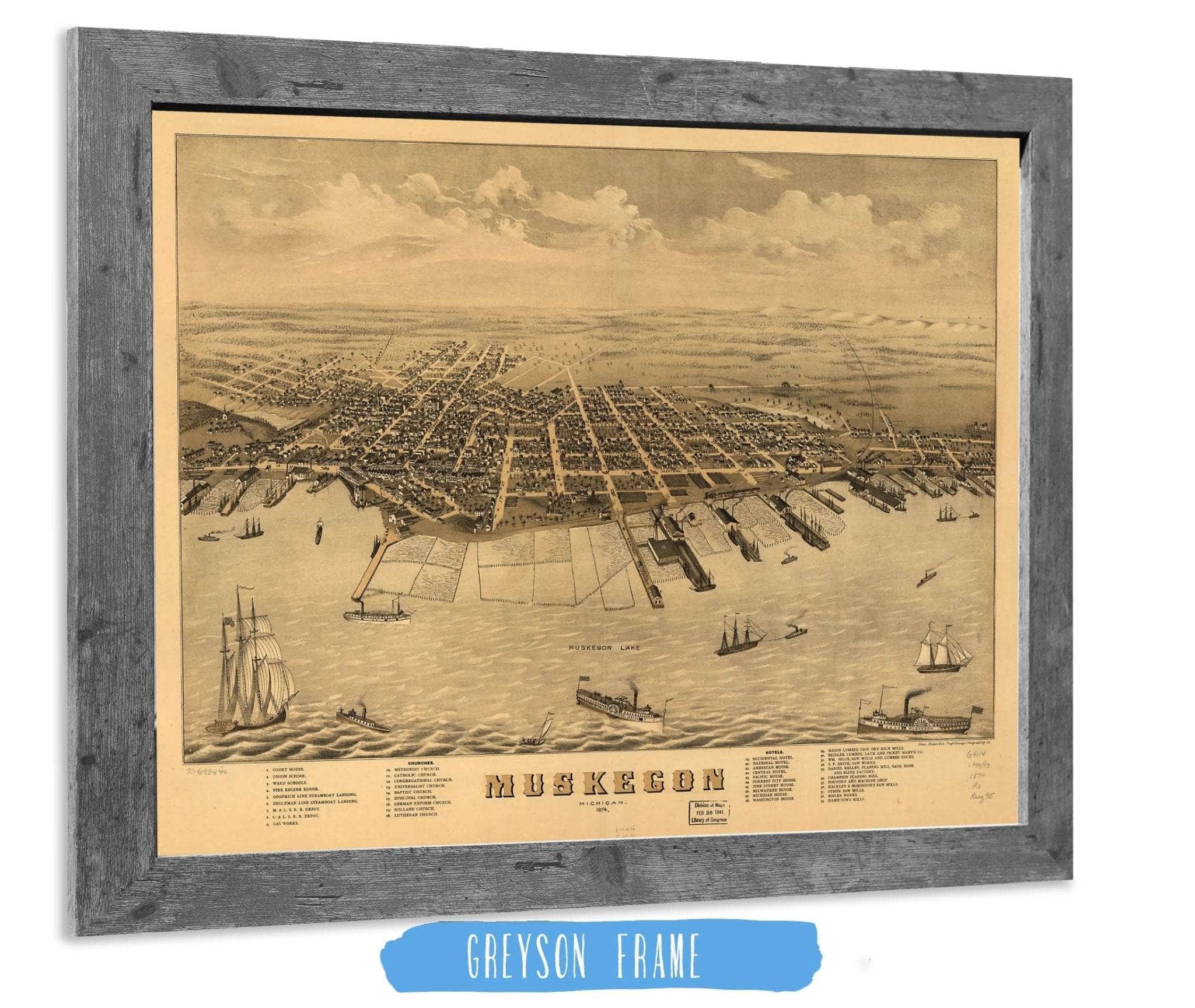 Muskegon Michigan 1874 State of Michigan