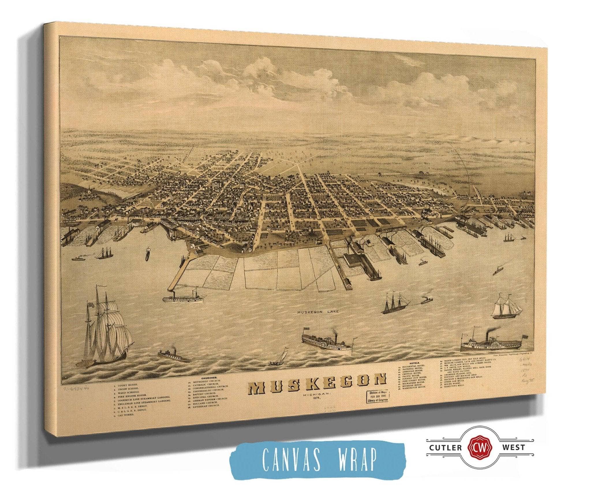Muskegon Michigan 1874 State of Michigan