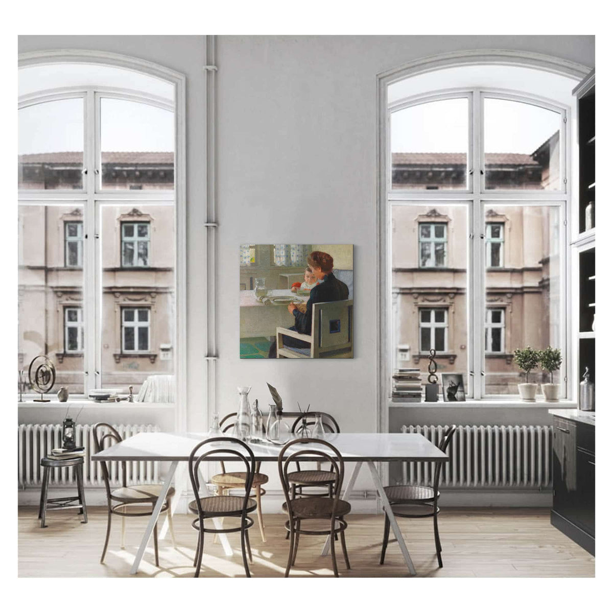 Mutter Und Kind Bei Tisch Beim Fruhstuck by Carl Moll