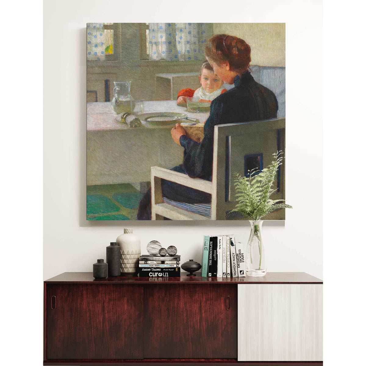 Mutter Und Kind Bei Tisch Beim Fruhstuck by Carl Moll