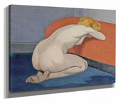 Naked Woman Kneeling In Front Of A Red Couch by Felix Vallotton