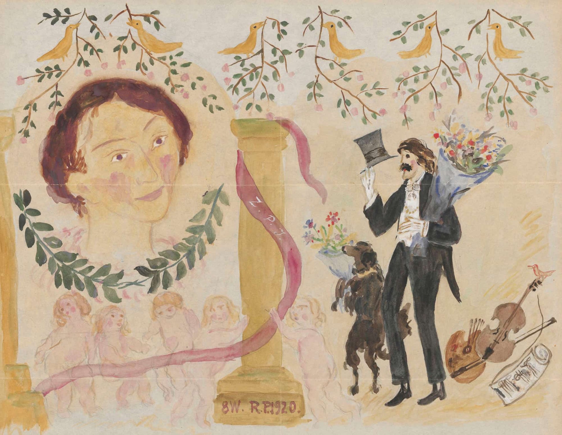 Name Day Card For Maria Mickiewiczowna by Tadeusz Makowski