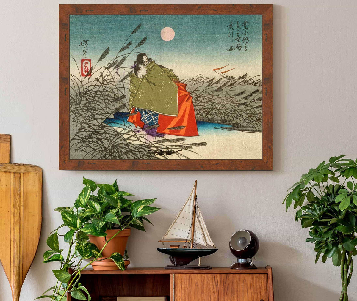 Narihira And Nijo No Tsubone At The Fuji River by Tsukioka Yoshitoshi