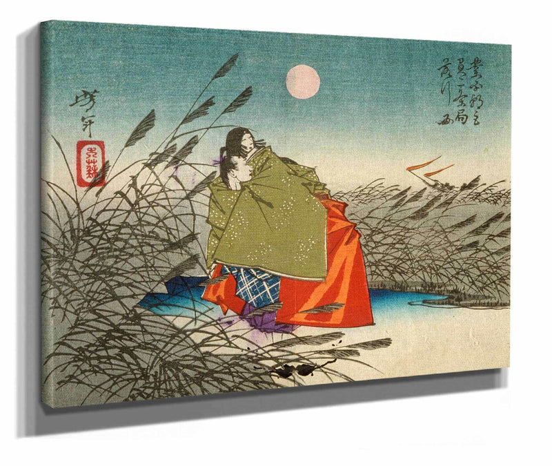 Narihira And Nijo No Tsubone At The Fuji River by Tsukioka Yoshitoshi