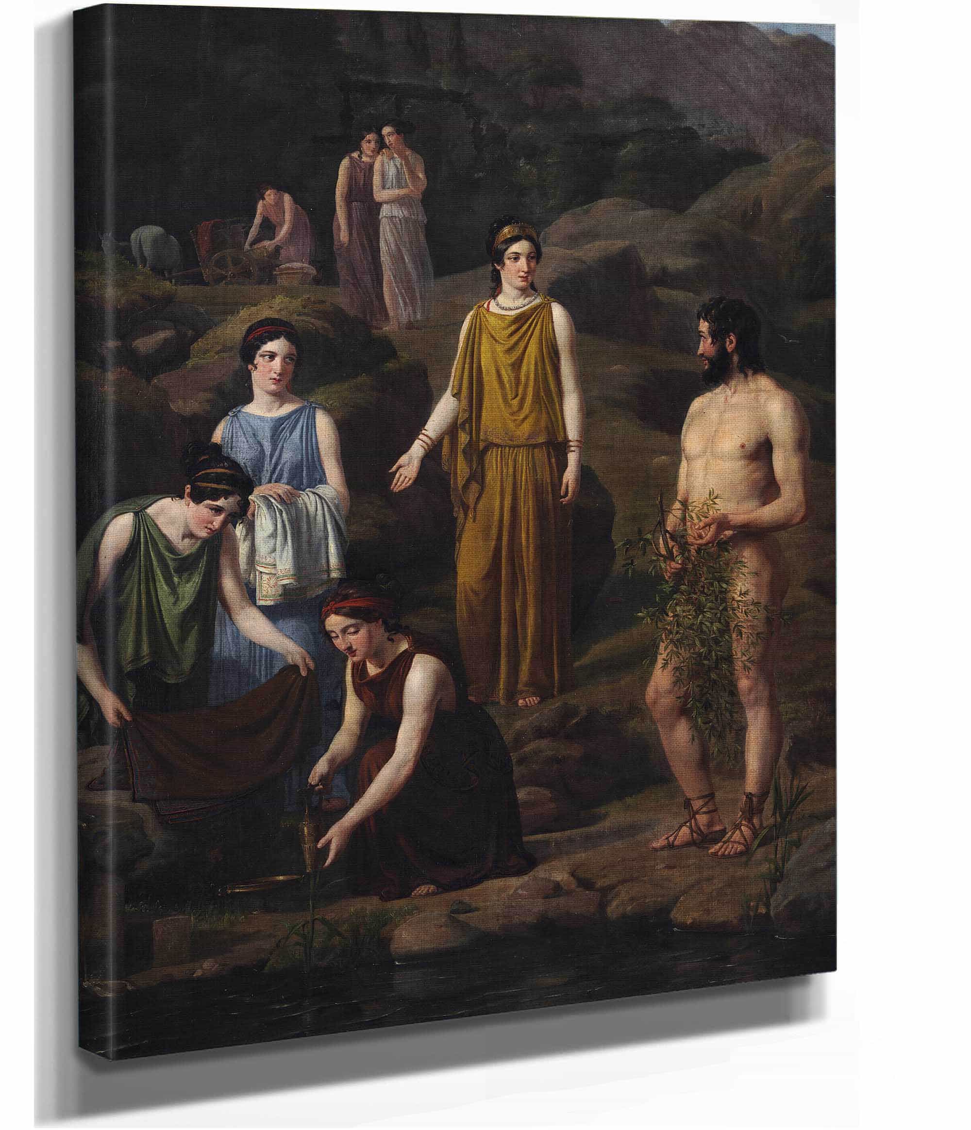 Nausikaa Bringer Den Skibbrudne Odysseus Klaeder by Wilhelm Marstrand