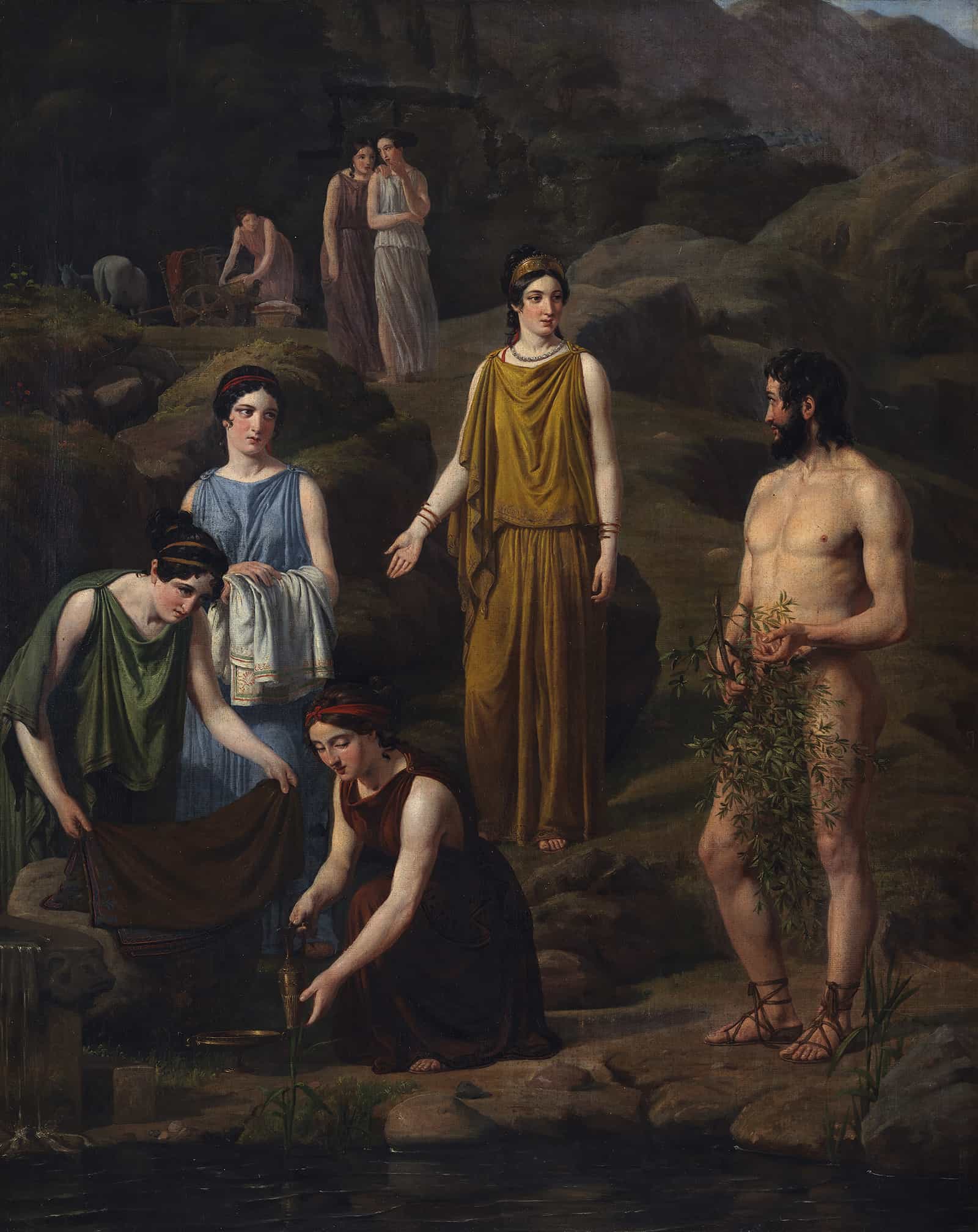 Nausikaa Bringer Den Skibbrudne Odysseus Klaeder by Wilhelm Marstrand