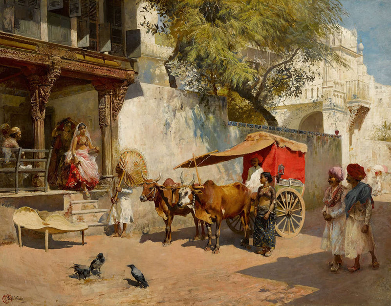 Nautch Girls And Bullock Gharry Ahmedabad Gujarat State India by Edwin Lord Weeks
