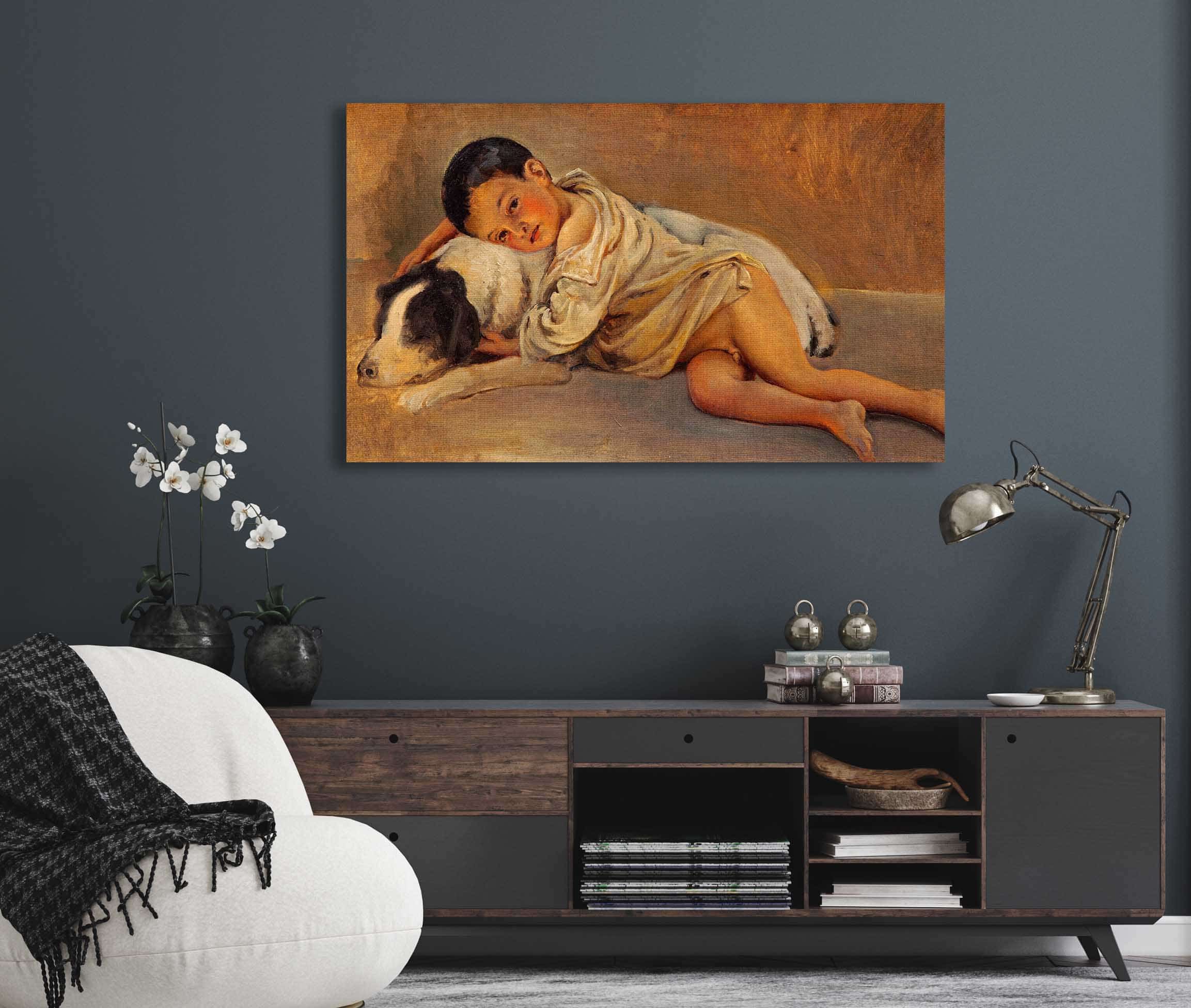 Neapolitan Boy And Dog Study For The Neapolitan Way Of Life by Wilhelm Marstrand