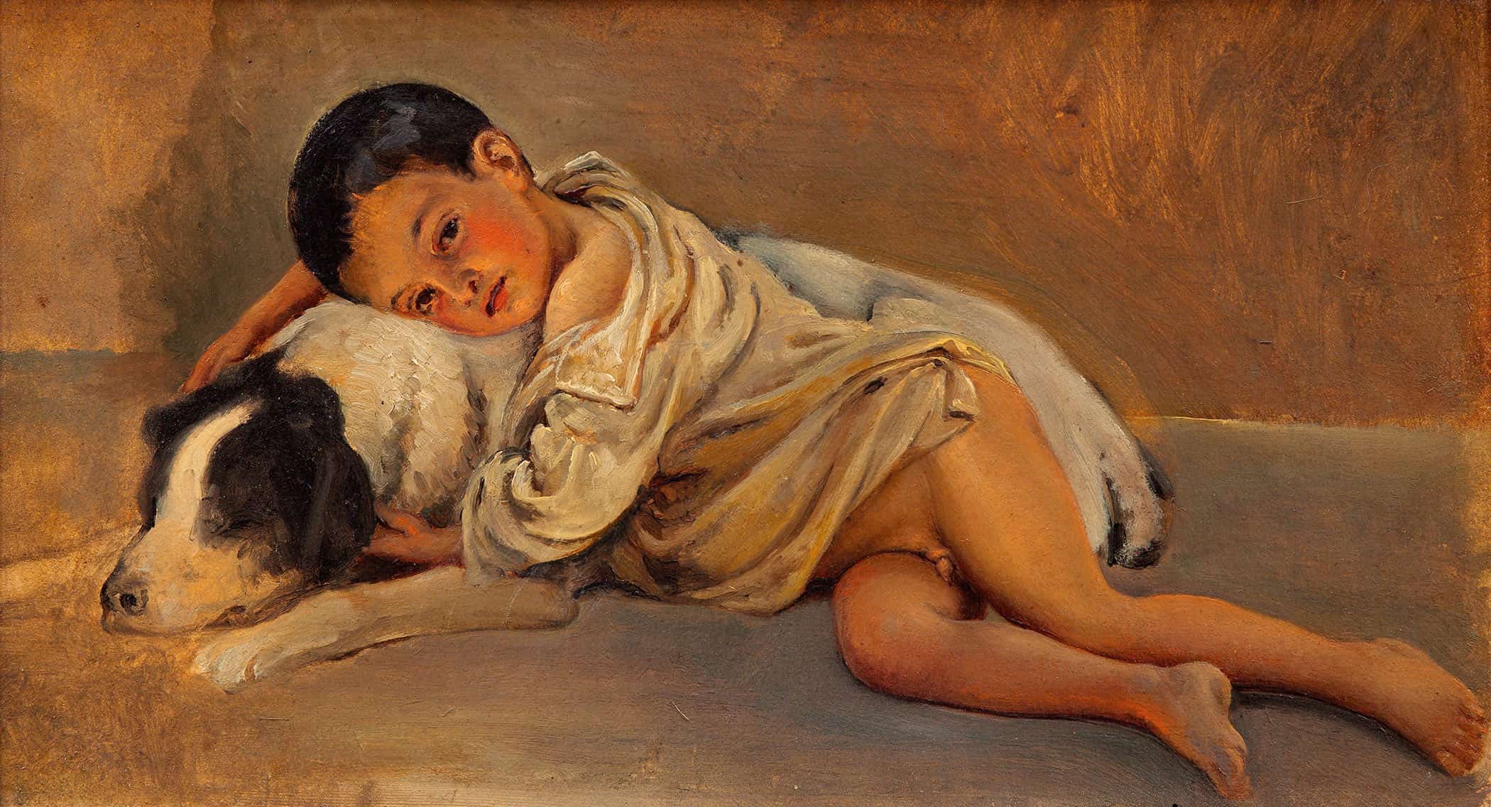 Neapolitan Boy And Dog Study For The Neapolitan Way Of Life by Wilhelm Marstrand