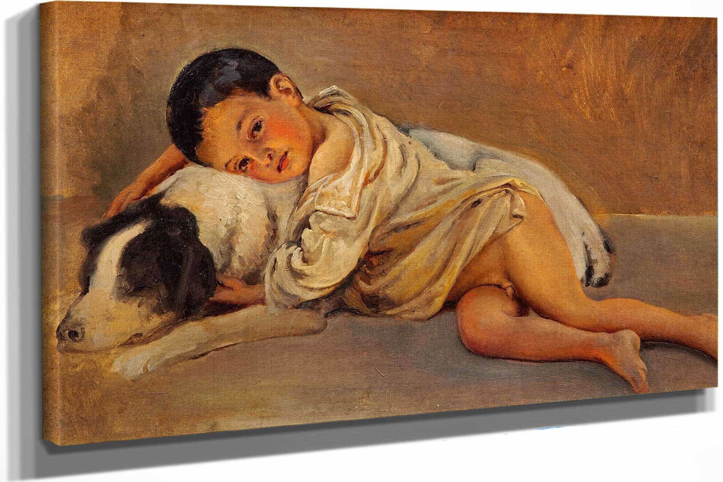 Neapolitan Boy And Dog Study For The Neapolitan Way Of Life by Wilhelm Marstrand