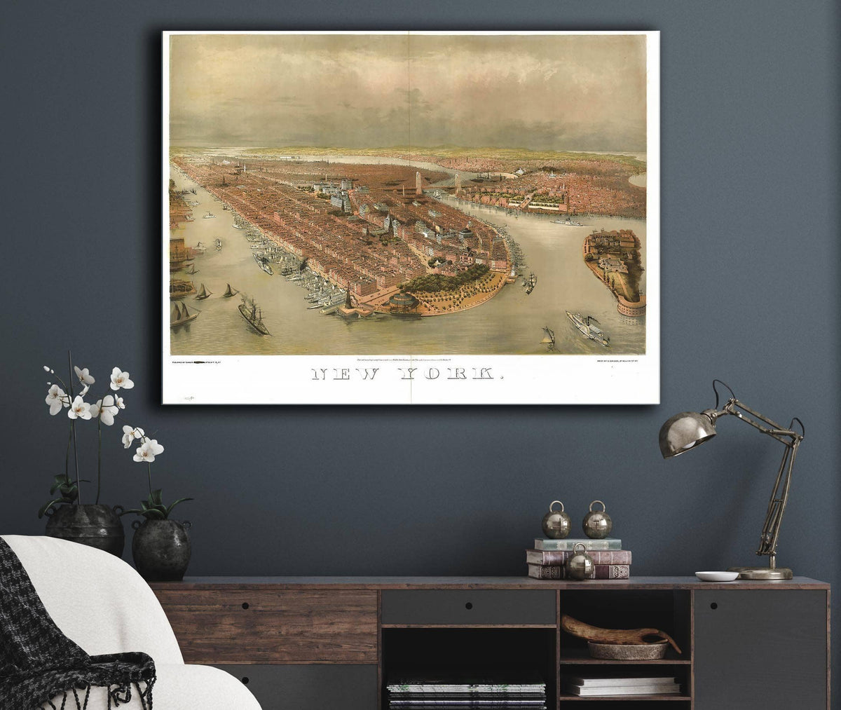 New York  Print By G Schlegel 97 William St Ny State of New York