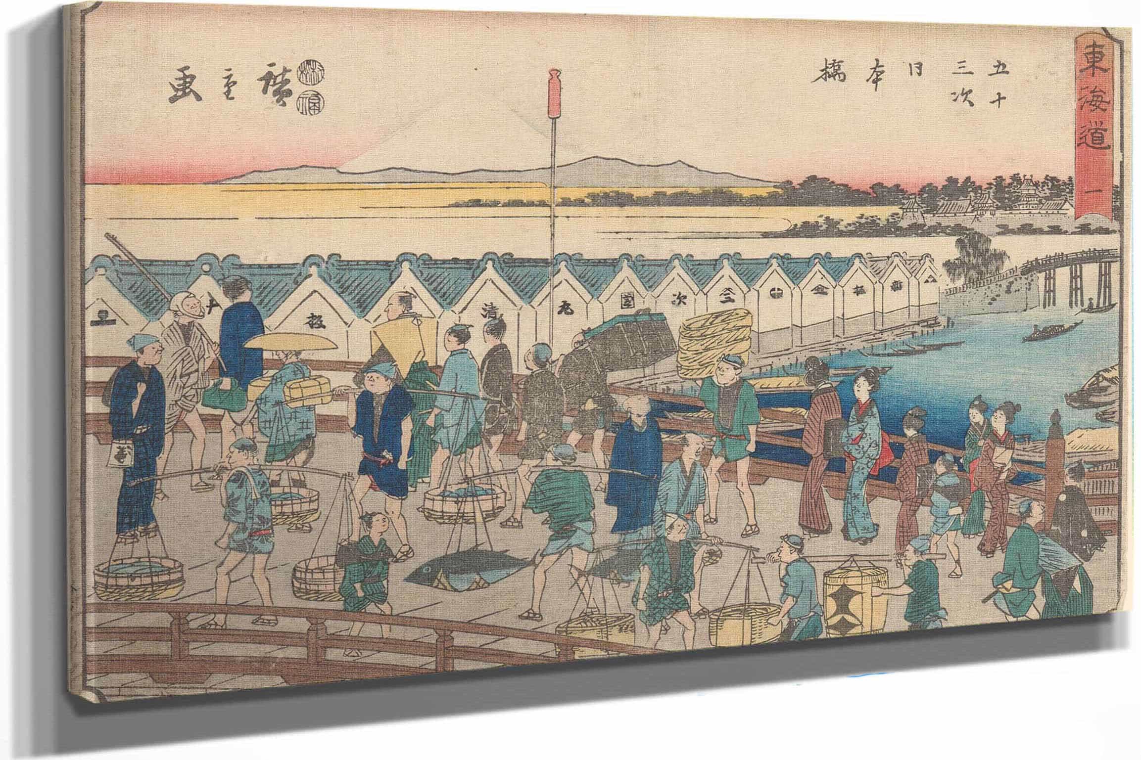 Nihonbashi Porters Etc On Bridge Summer Scene by Ando Hiroshige