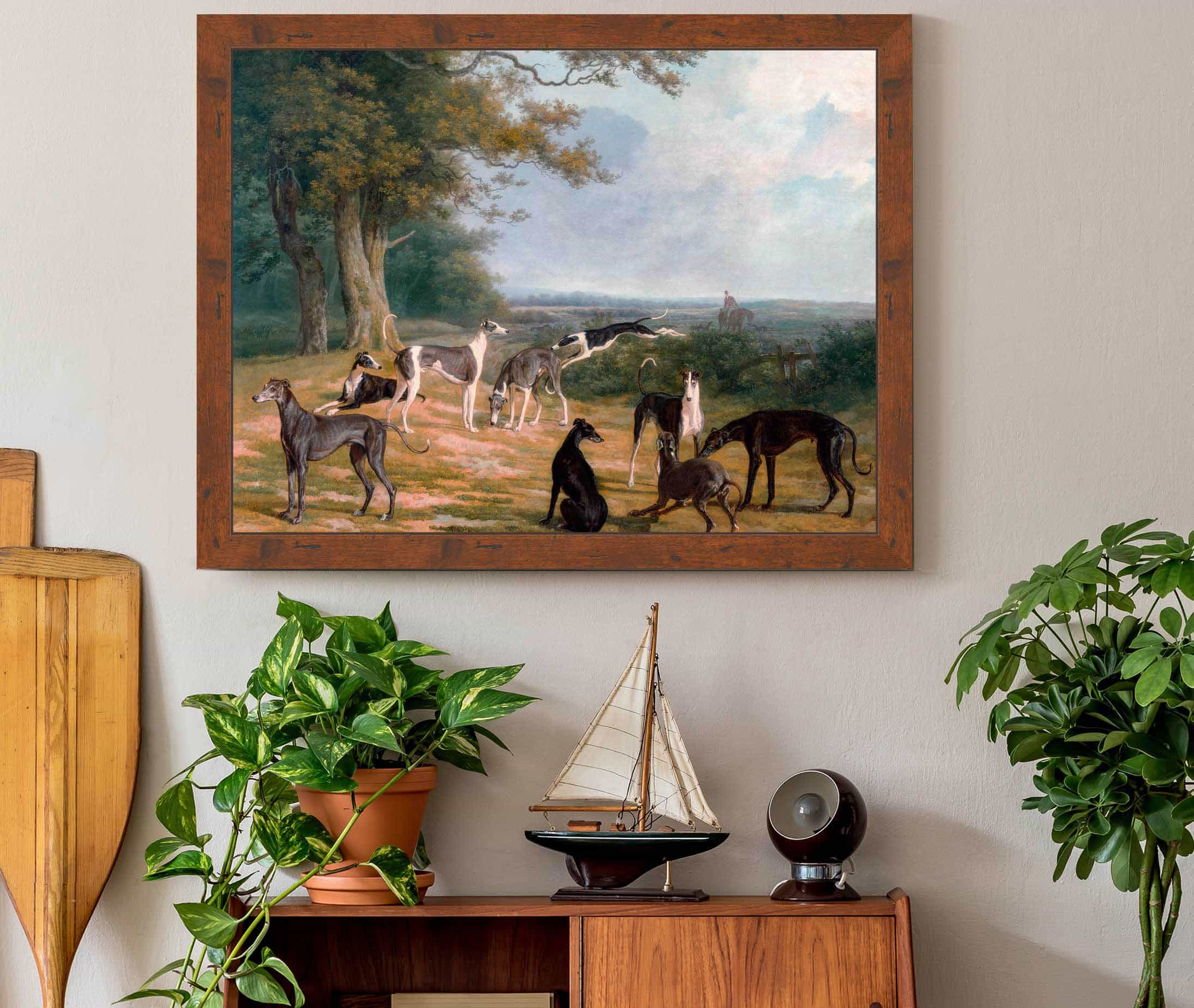 Nine Greyhounds In A Landscape by Jacques Laurent Agasse