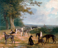 Nine Greyhounds In A Landscape by Jacques Laurent Agasse