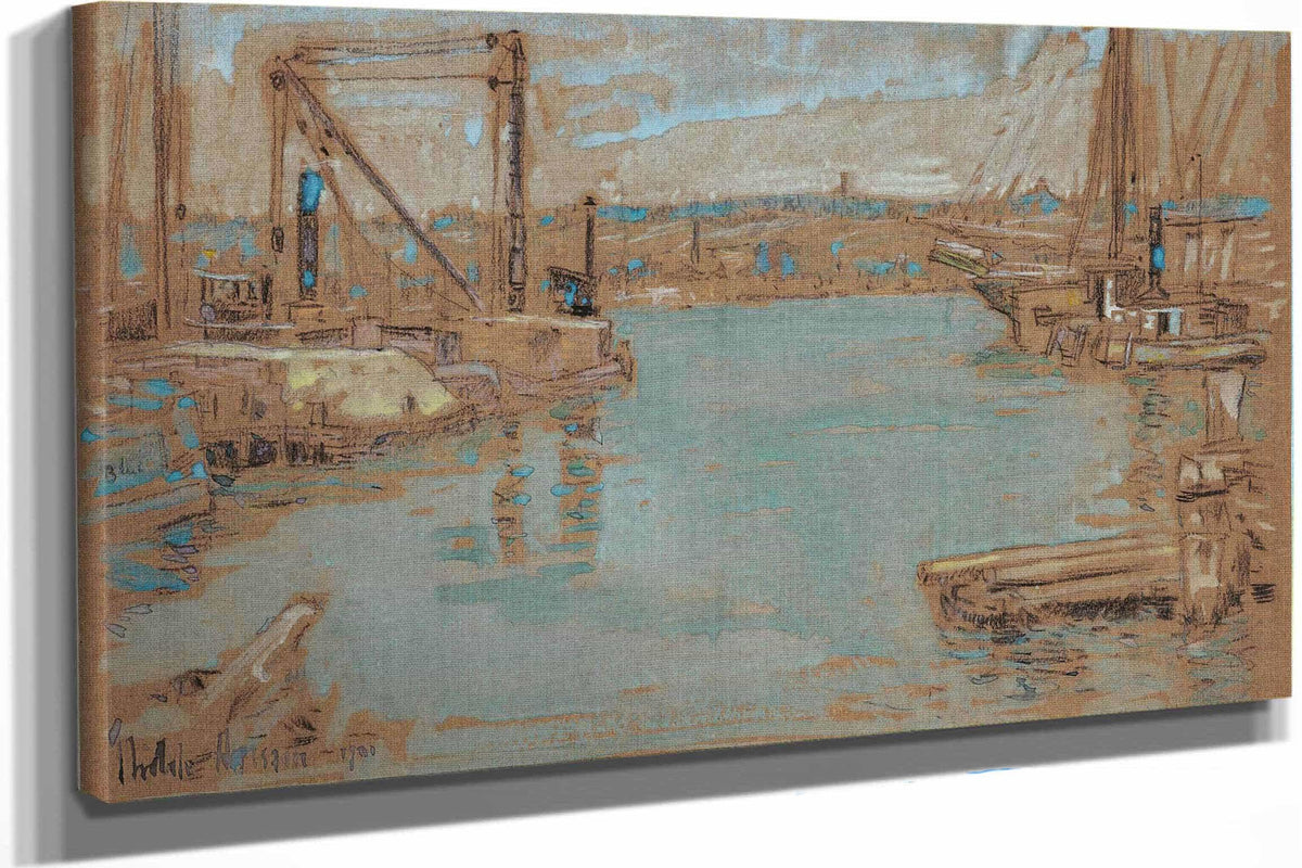 North River Dock New York by Childe Hassam