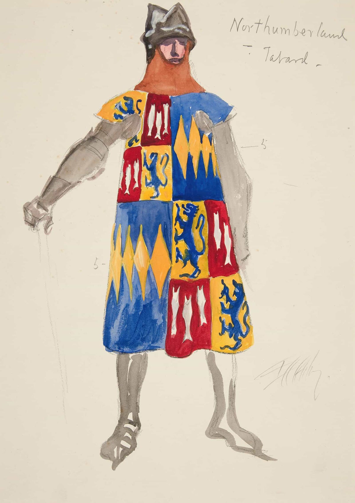 Northumberland Tabard Costume Sketch For Henry Irvings Planned Production Of King Richard Ii by Edwin Austin Abbey