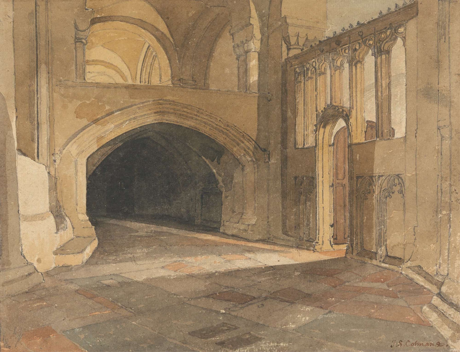Norwich Cathedral Entrance To Jesus Chapel by John Sell Cotman