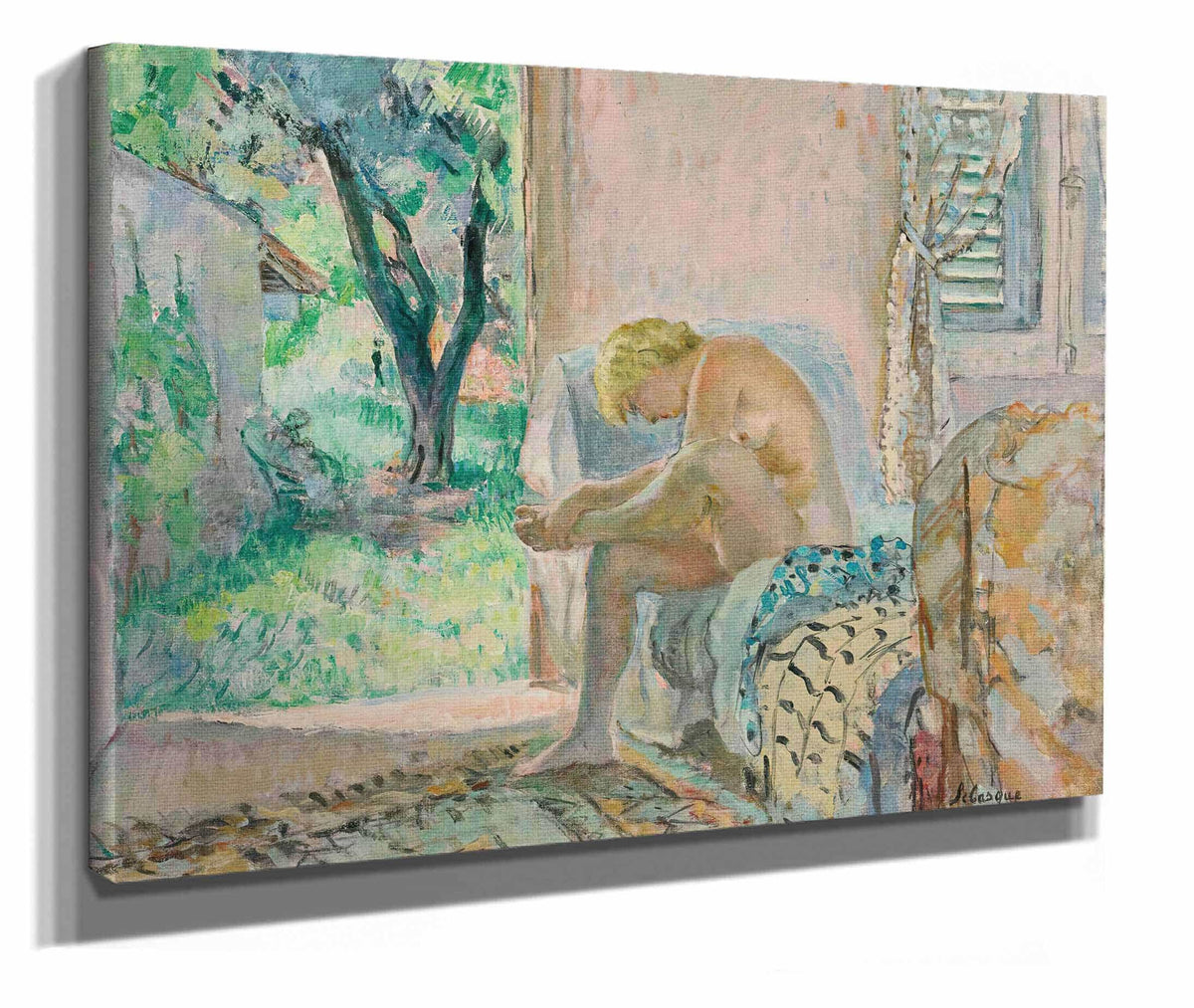 Nu Assis Sur Un Canape Pres De La Fenetre by Henri Lebasque